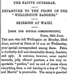 Hastings' report from the front. The Wellington Independent, July 4, 1868.